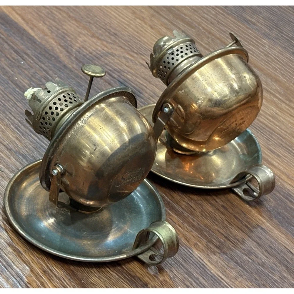 Vintage Stellar Kerosene Oil Copper Wick Lamp Walking Light Hong Kong 2Set READ!